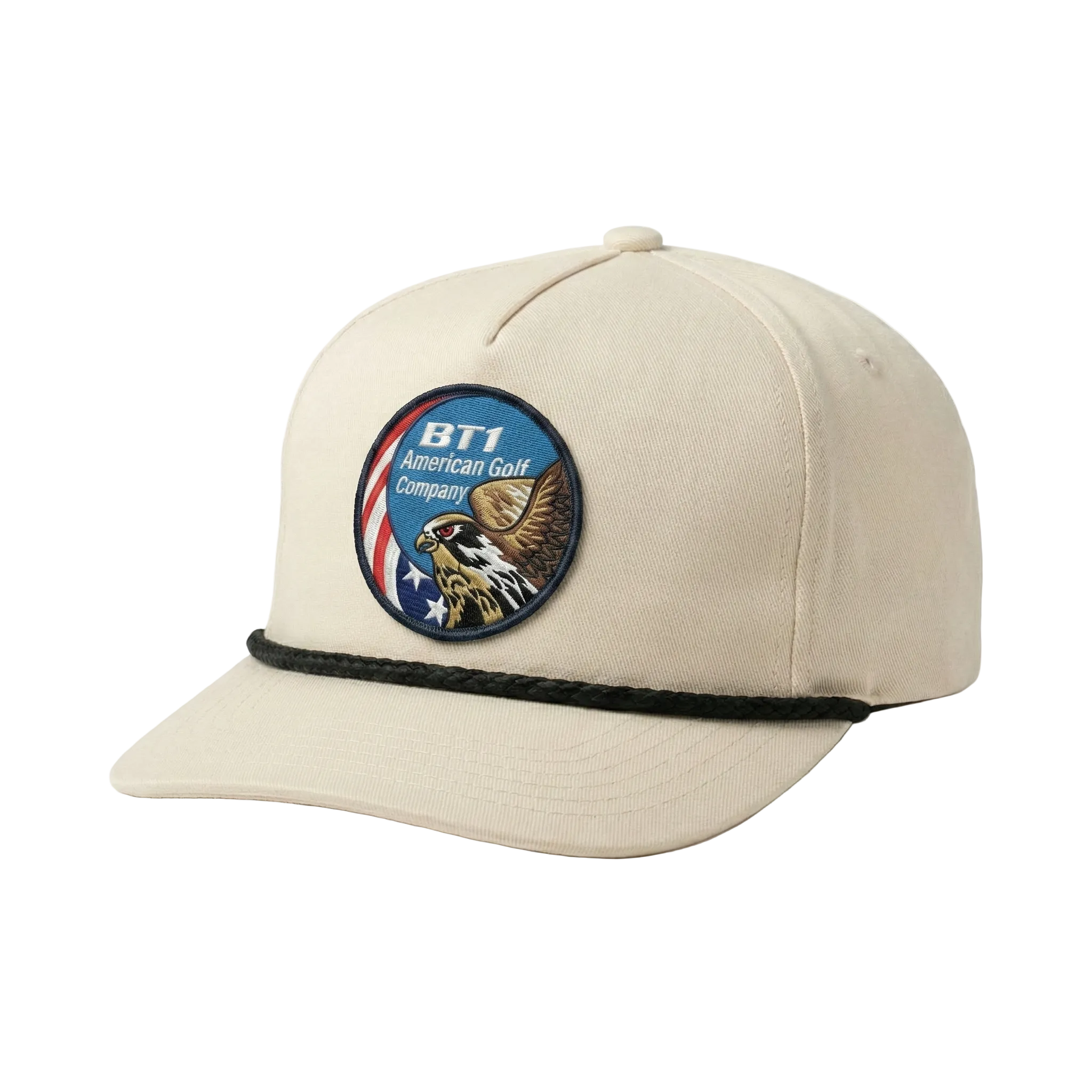 Beige cap with a logo on a white background
